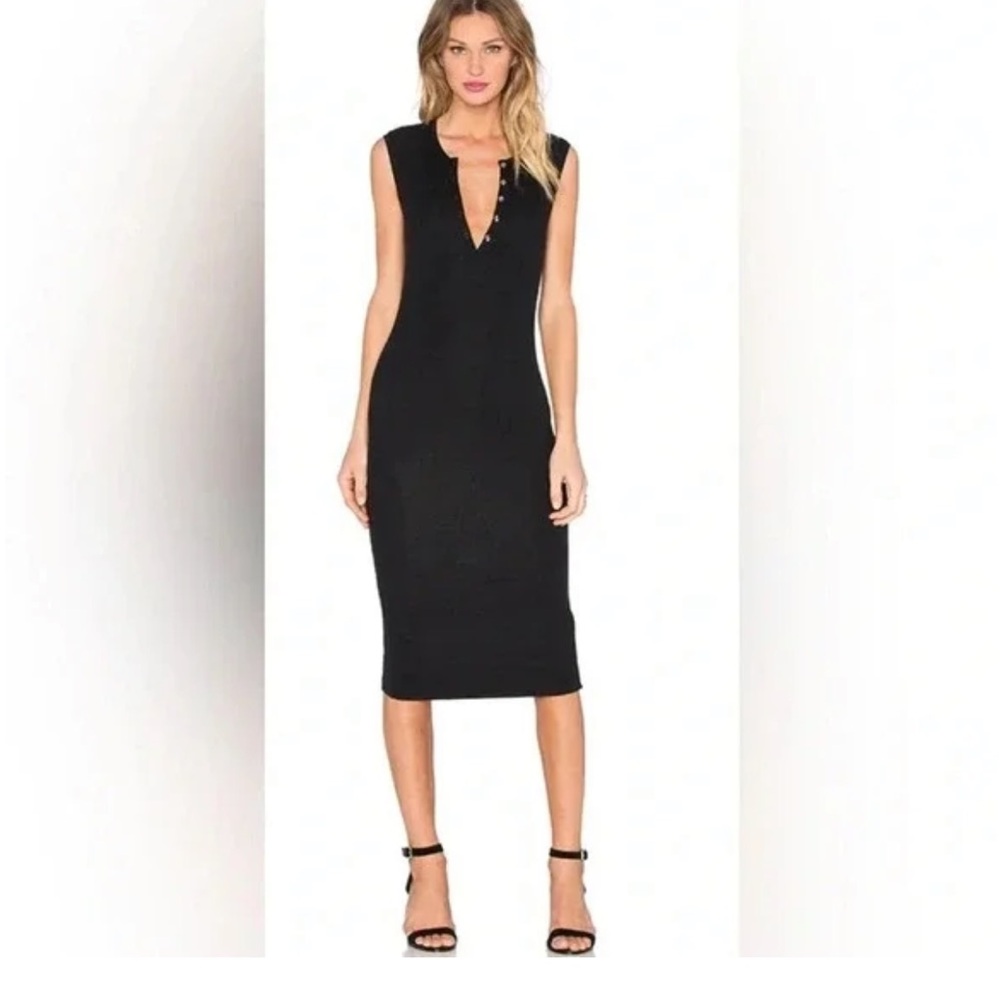 ATM Black Snap Front Knit Dress